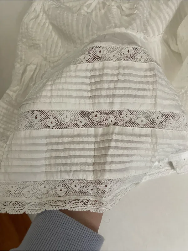 Unsubscribed Brand NWT White Tiered Mini Skirt with Lace Trim Size XS - Image 8