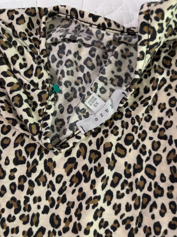 Cheetah print long sleeve peplum blouse Multiple Size XS - Image 4