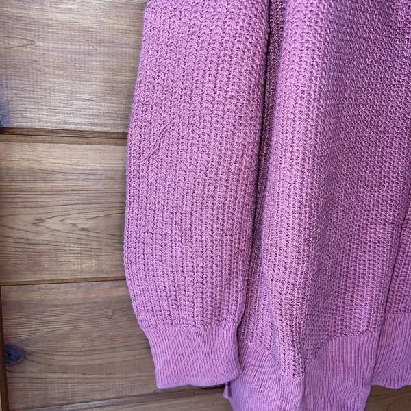 Old Navy Pink Mauve Waffle Knit Crewneck Sweater Casual So Soft Medium - Image 6