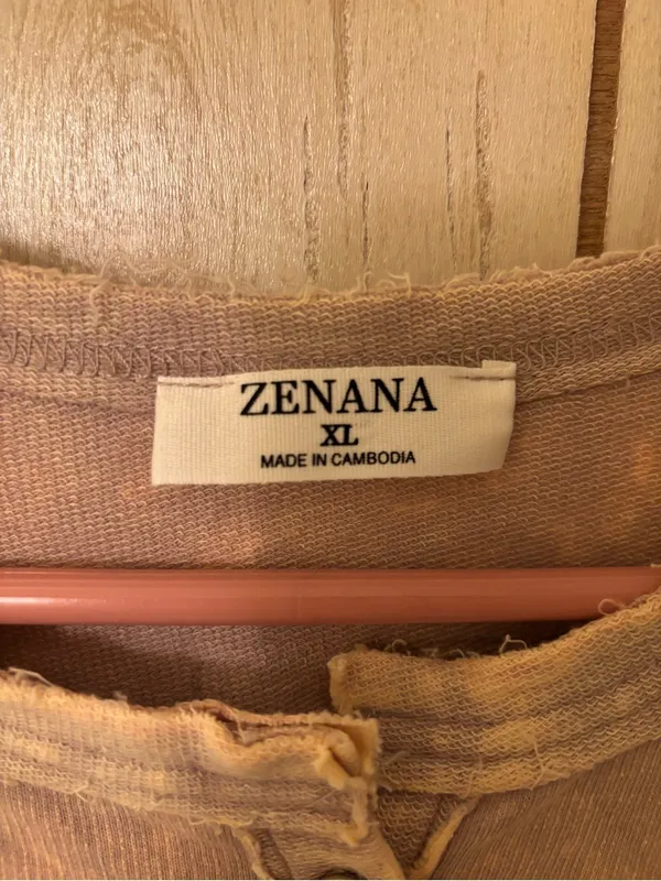 Zenana Outfitters Washed Tan Short Sleeve Henley - Image 3