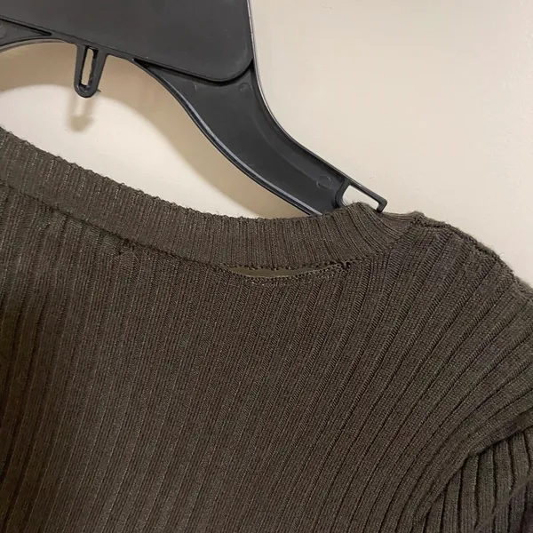 Garage Women’s Dark Green Knit Bodycon Short-Sleeve Shirt Size S (Used) - Image 2