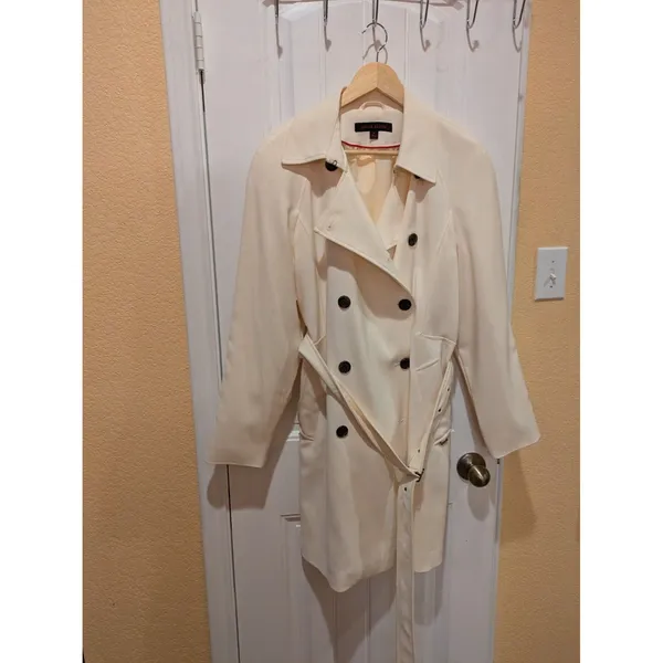Ann Klein Belted Trench Coat Ivory- Women’s M - Image 4
