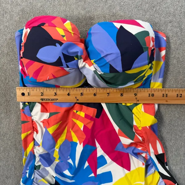 Anne Cole Women's Small Strapless Tankini Top Multicolor Abstract Floral Ruched - Image 5