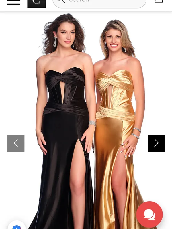 Dave &Johnny Elegant Black Satin Evening Gown with Draped Waist - Image 3
