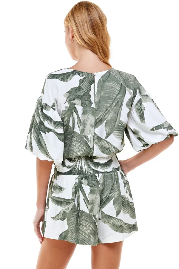 | NWOT | Bubble Sleeves Palm Tree Top | S | Green | CT7619 - Image 3