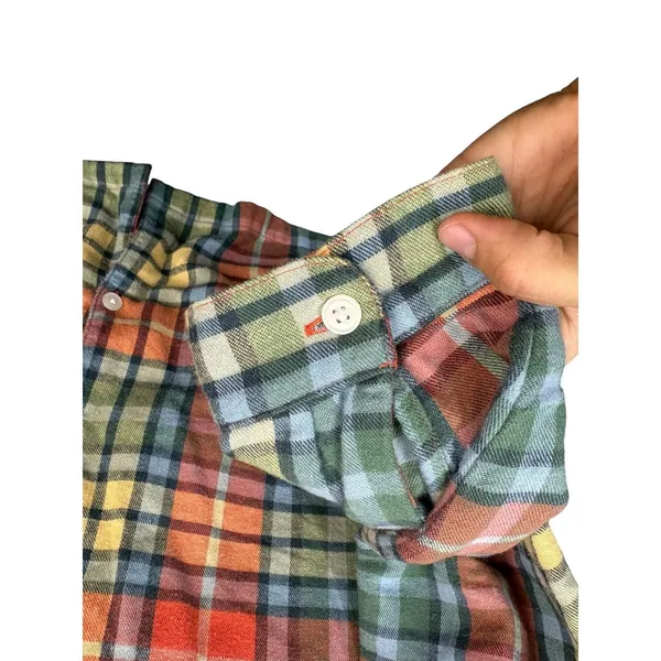 LL Bean Rainbow Plaid Flannel Pajama Set Sleepwear Cozy Rustic Loungewear L - Image 5