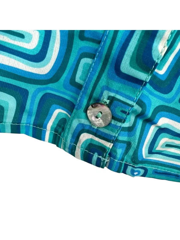 Princess Polly Electric Vibe Retro Blue Geometric Button-Up Shirt Size 4 NWT - Image 11