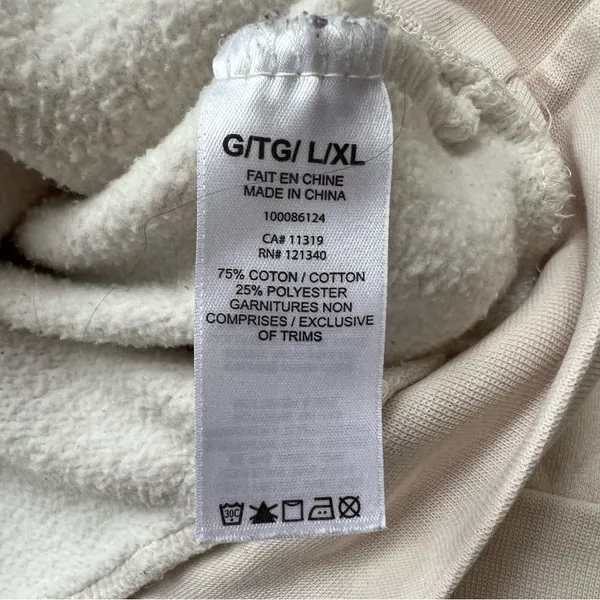 Garage UltraFleece Hoodie Off White Cream Women's Pullover Size L/XL Sweatshirt - Image 7