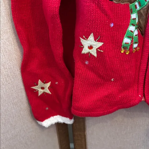 Tiara international Red Christmas Reindeer Sweater medium - Image 2