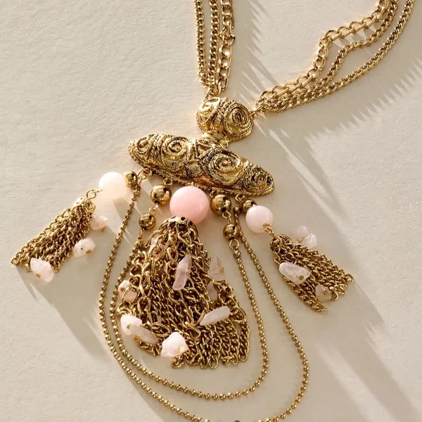 NWT Free People Catriona Layer Necklace in Rose Quartz - Image 6