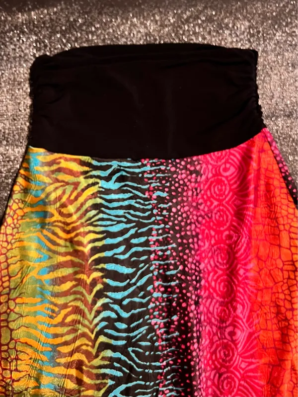 Womens medium Body Central Tube Top Dress/Maxi Skirt-black/multi - Image 3