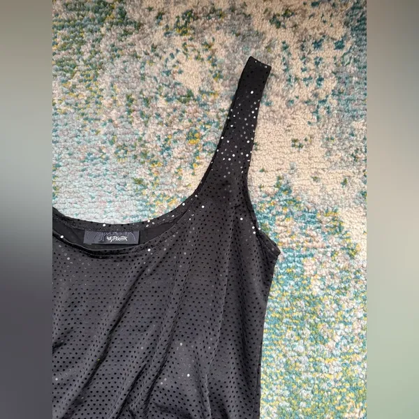 Vintage Y2K Hypnotik black disco mirror sleeveless mini tank dress, size large - Image 4