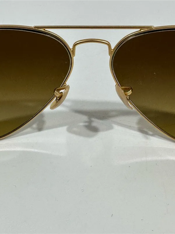 Ray-Ban RB3025 Aviator Large Metal Unisex Matte Gold Sunglasses Brown Gradient - Image 12