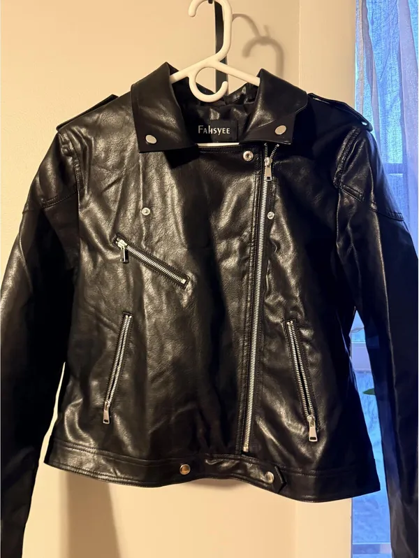 Ladies leather jacket sz XL Black - Image 4