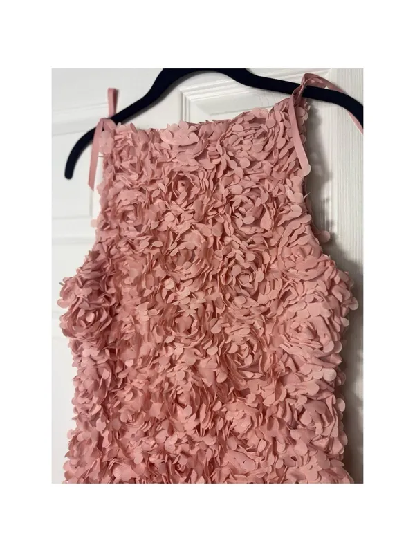 River Island Pink 3D Floral Mini Dress XS Petal Textured Bodycon Party - Image 9