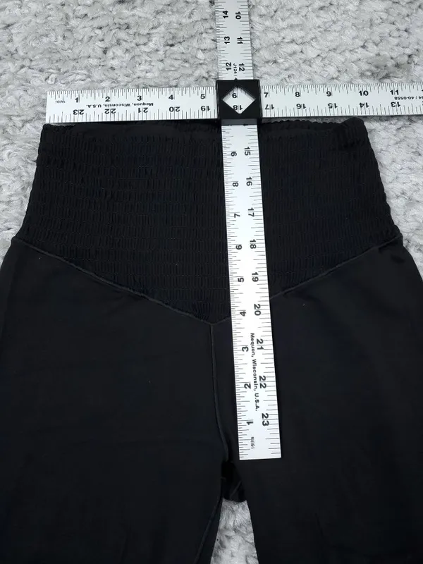 Offline by Aerie Real Me Smocked Super Flare Leggings Black Size Medium - Image 6