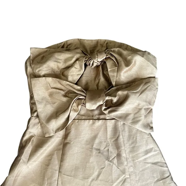 NWT BHLDN Boskemper Ariel Bronze Bow Strapless Mini Dress M - Image 7