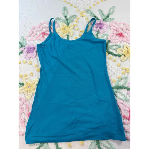 Banana Republic Teal Blue Gathered Neck Cami Tank Top‎ Women's Size L - Image 2