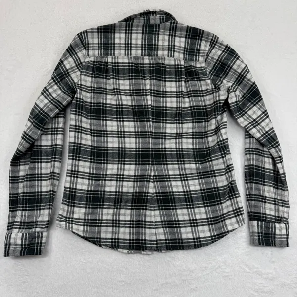 Frank‎ & Eileen Womens Flannel Shirt Black White Plaid Cotton Top Small - Image 9