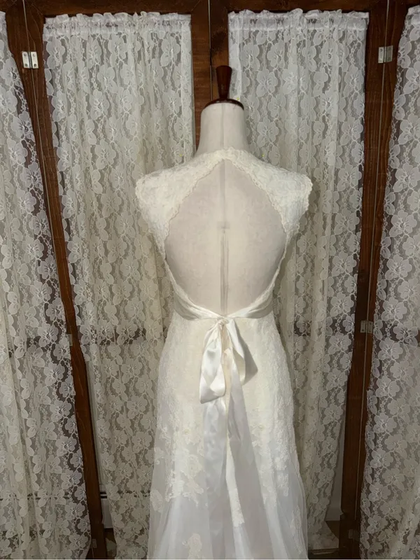 Gorgeous David’s Bridal Queen Anne Lace Overlay Wedding Gown - Image 7