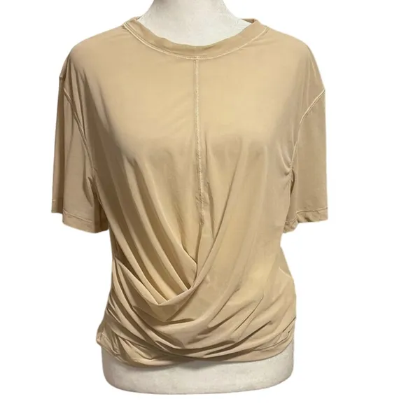 Lululemon Size 8 Lightweight Mesh Reversible Yoga Tee T Shirt Prosecco Beige - Image 3