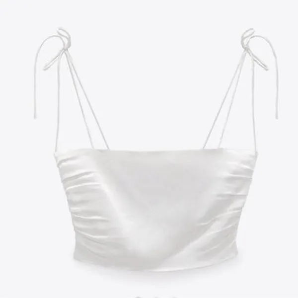 Zara Satin Effect cropped Top with Tie shoulders - Image 4