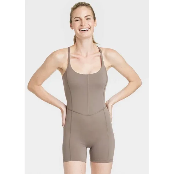 All in Motion Womens XXL Taupe Brown Crisscross‎ Back Active Romper Bodysuit - Image 3