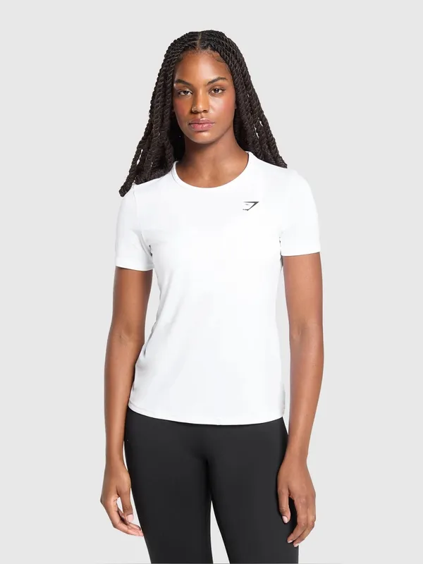 Gymshark White Training T-shirt crewneck short sleeve active casual top logo L - Image 3