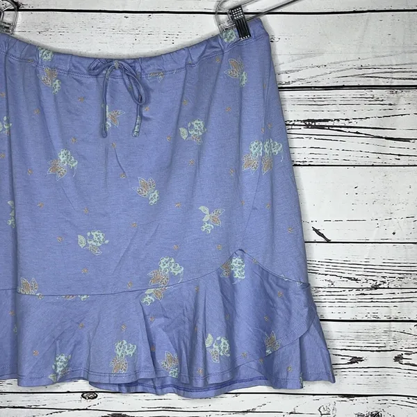 Patagonia XL Purple - Blue Floral Print Ruffle Flounce Hem Alpine Valley Skirt - Image 2