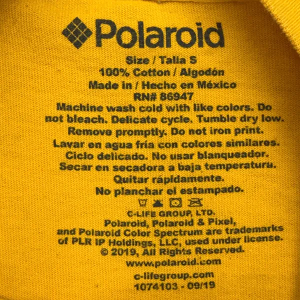 Polaroid Graphic T-Shirt Womens Small Yellow Streetwear Retro Cropped Y2K Indie - Image 3