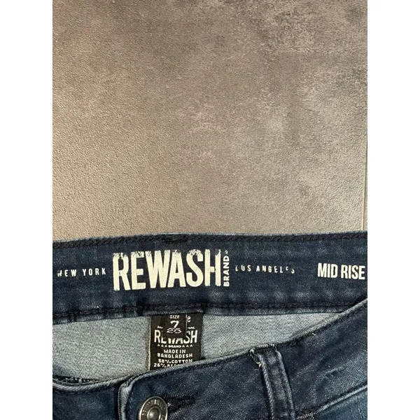 Rewash Mid Rise Distressed Skinny Jeans Trendy‎ Denim Streetwear B-393 - Image 3