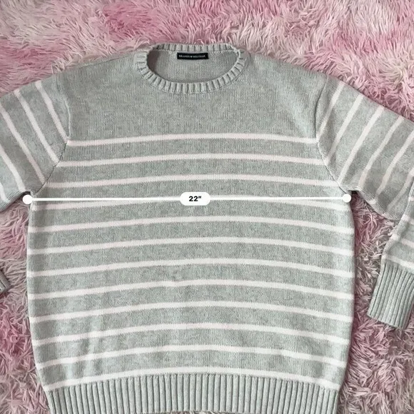 Brandy Melville Oversized Striped‎ Crewneck Sweater Light Blue Pink Casual - Image 2