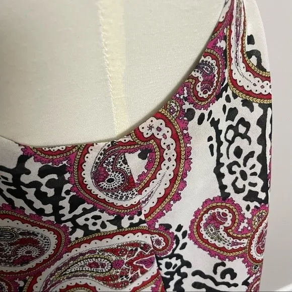 Anthropologie Meadow Rue Top Sleeveless Mixed Media Layered Striped Paisley Red - Image 4