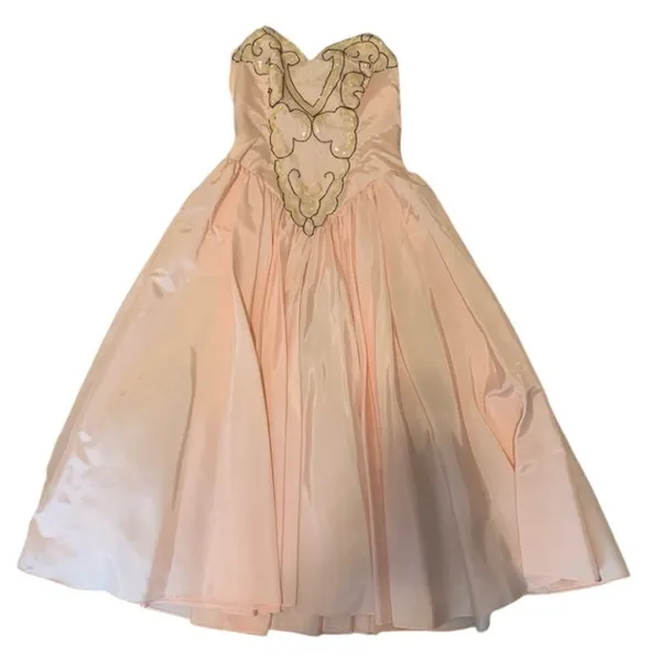 1980s ZUM ZUM Pink Strapless Beaded Sweetheart Prom Dress – ILGWU USA small - Image 14