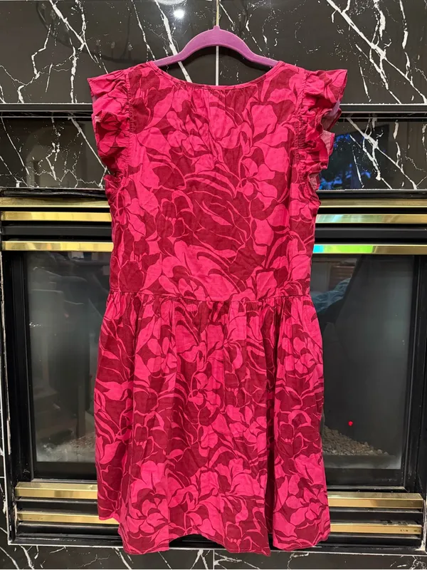 Evereve Anthropologie Floral Ruffle Sleeve Pink Mini Dress - Image 5