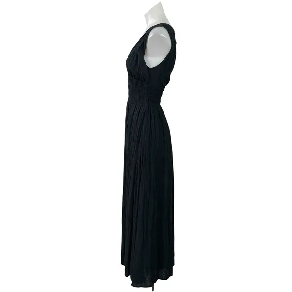 Abercrombie & Fitch Womens Black Sleeveless Smocked Flowy Midi A-line Dress XXSP - Image 2