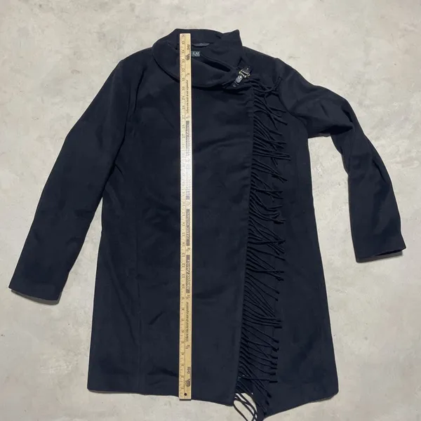 Vintage Lauren Ralph Lauren Women's Cape Dress Coat Black Wool Blend Size M - Image 4