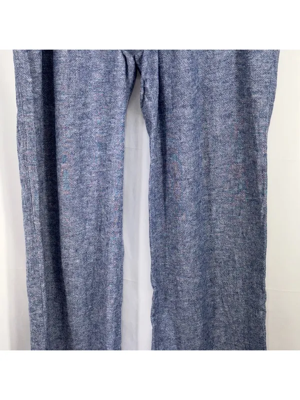 Old Navy Linen Blend Drawstring Pants Women’s Large Blue Chambray Casual Pull-On - Image 3