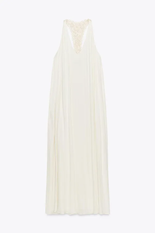 Zara Flowy Halter Maxi Dress in Soft Cream - Image 8