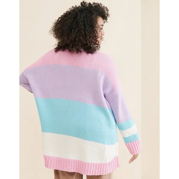Show Me Your Mumu XL Striped SKI Logo Chunky Knit Oversized Crewneck Sweater - Image 4