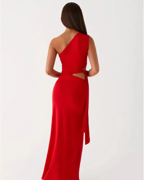 Pepper mayo Love Me Tie Maxi Dress Red - Image 3