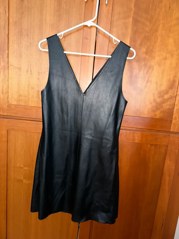 Stradivarius V Neck Leather Dress - Image 4