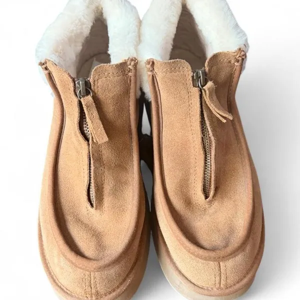 UGG Funkarra Zip Cuffed Platform Slippers Chestnut Suede Shearling Women’s 10 - Image 8
