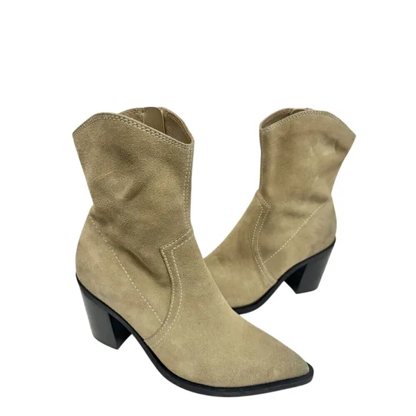 BP Surina‎ Tan Suede Western Ankle Boots Pointed Toe Block Heel 5.5M - Image 6