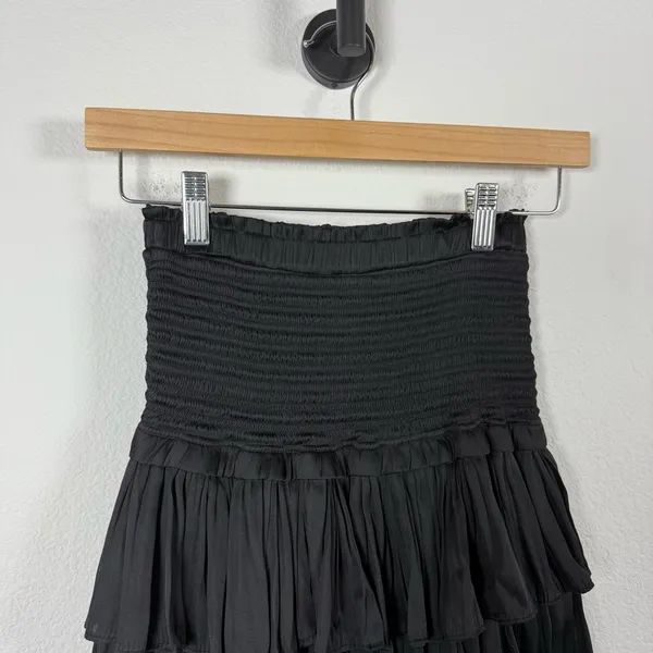 Reset by Jane Women’s Silky Amore Smocked Ruffle Mini Skirt Black S - Image 6