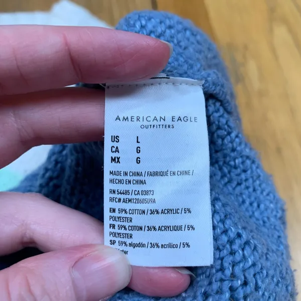 American Eagle Womens Colorblock Shaker Knit Sweater Pastel‎ Blue Green Large - Image 7