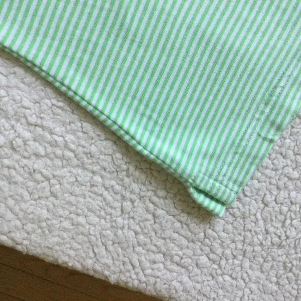 Y2K Polo Shirt Stretch Green Striped - Sz Medium - Image 12