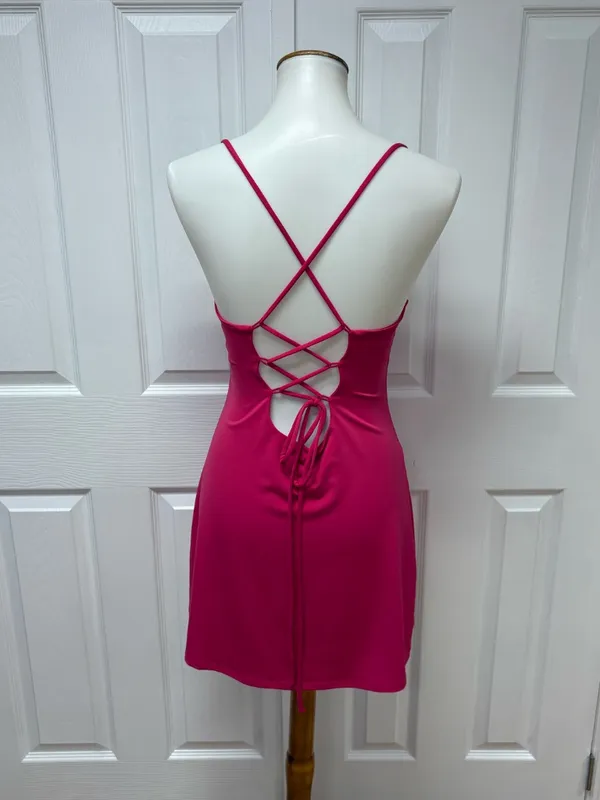 Garage Red Sleeveless Back Lace-Up Dress = Size‎ S. - Image 4