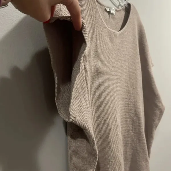 Cyrus Textured Knit Sweater Top Beige Womens Small Short Dolman Sleeve Shirt - Image 5
