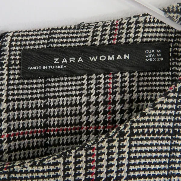 Zara Black & White Glen Check Plaid Long Sleeve Bell Sleeve Dress Medium - Image 8